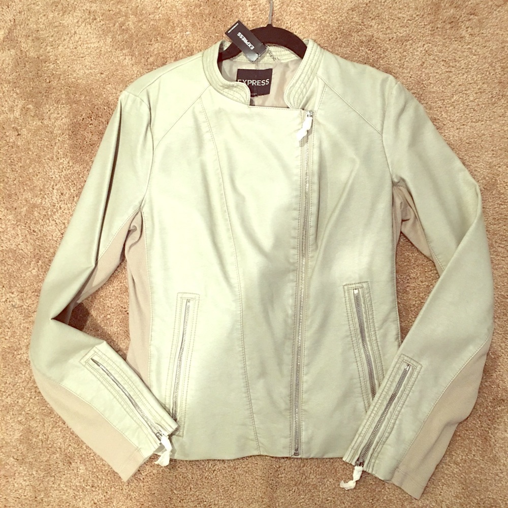 Express faux leather cream jacket / SIZE LARGE
